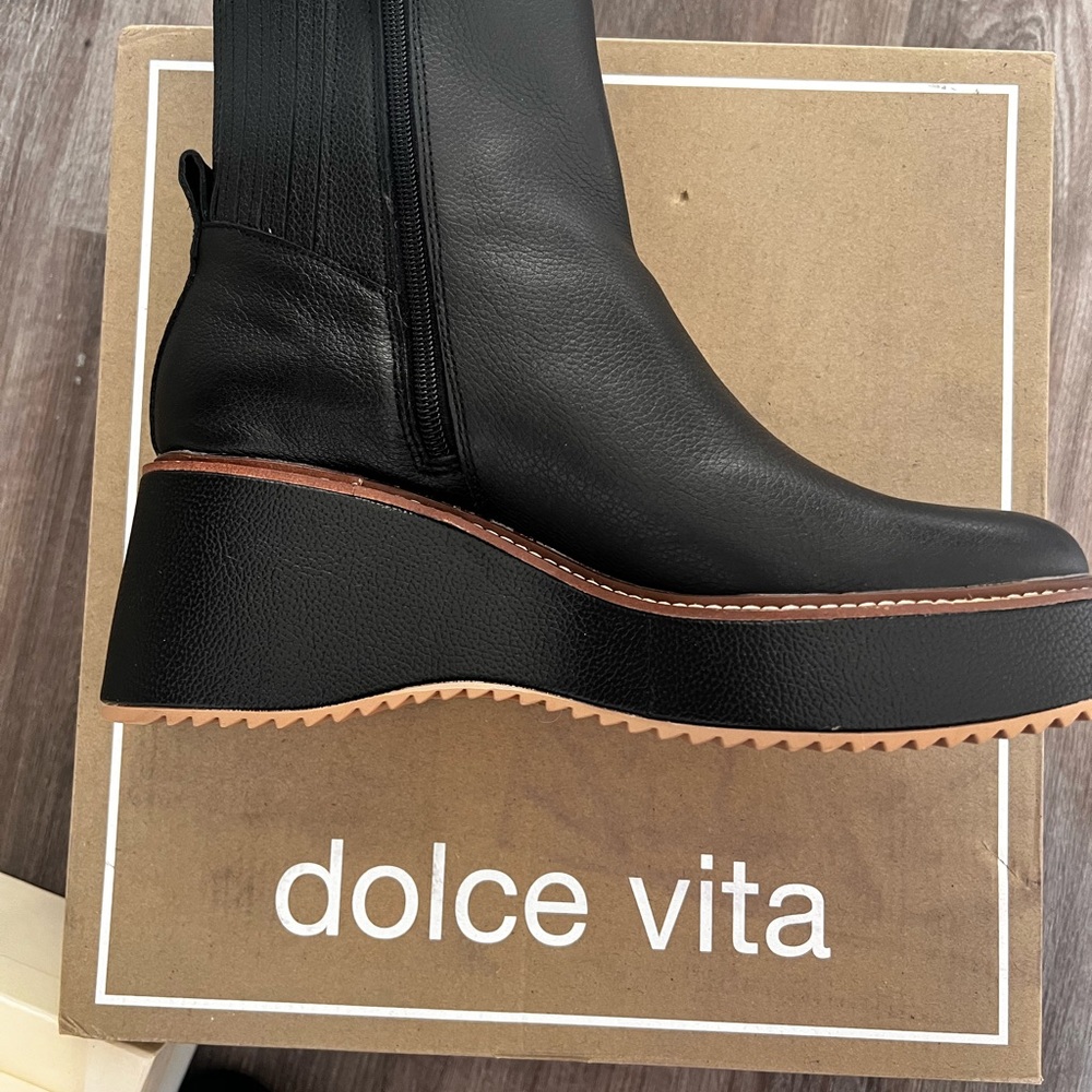 Dolce Vita Black Ankle Booties with Platform Sole